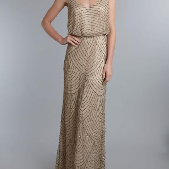 Adrianna Papell Taupe embellished gown - Picture 4 of 7